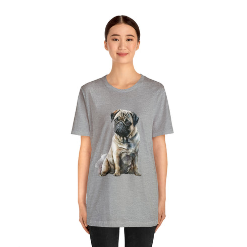 Loving Pug in Watercolor - Short Sleeve Tee